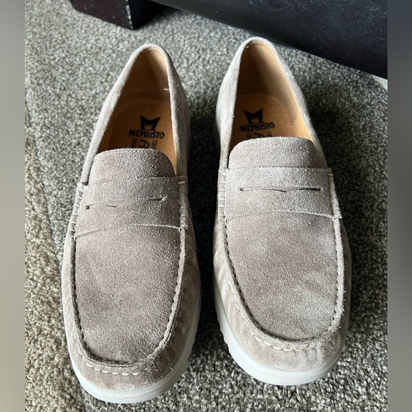 Mephisto Air-Jet Men's Loafers Genuine LeatherWarm Grey Beige - 10